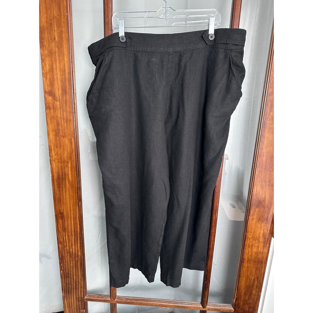Croft & Barrow Black Linen Blend Mid-Rise Crop Pants Plus Size 2X NWT